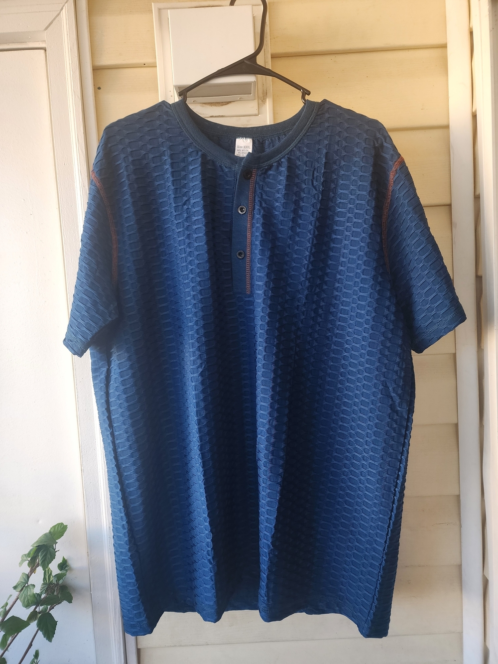 & Other Stories Men's Textured Navy Short Sleeve Henley
